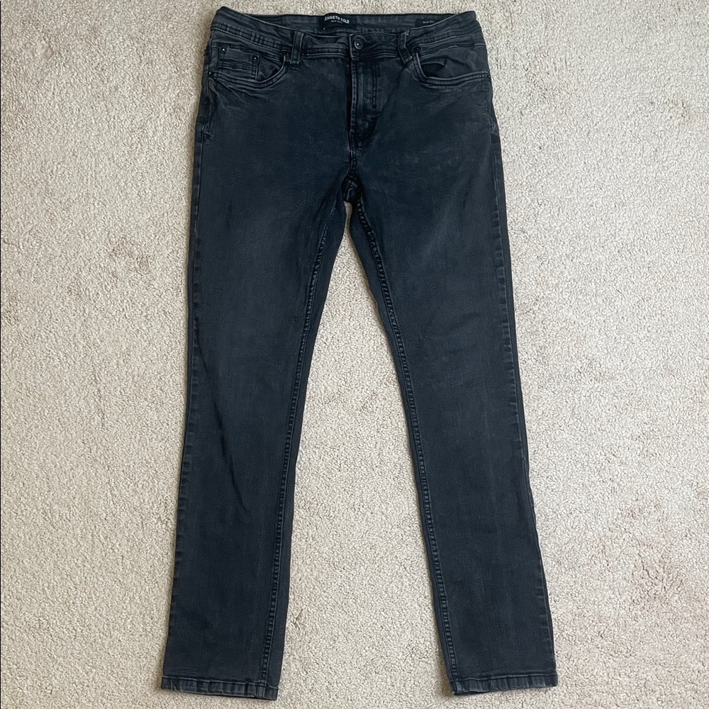 Kenneth Cole Charcoal Gray/Washed Black Slim Jeans (Size: 34x32)